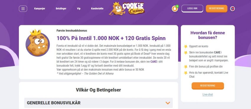 Cookie Casino Bonus