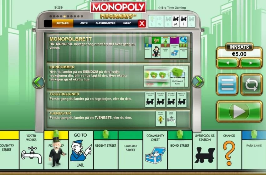 Monopoly Megaways Funksjoner